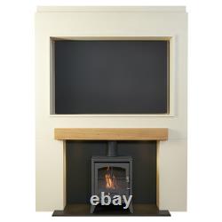 Acantha Pre-Built Stove Media Wall 2 with TV Recess & OKO S2 Bio Ethanol Stov