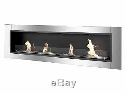 Accalia Ignis Bio Ethanol Fireplace, Ventless Recessed Fireplace with Glass