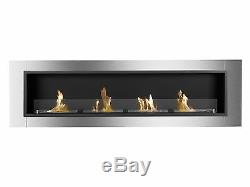 Accalia Ignis Bio Ethanol Fireplace, Ventless Recessed Fireplace with Glass