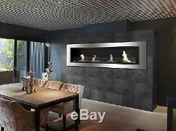 Accalia Ignis Bio Ethanol Fireplace, Ventless Recessed Fireplace with Glass