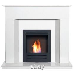 Adam Alora Crystal White Marble Fireplace with Colorado Black Bio Ethanol Fir