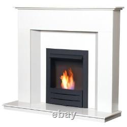 Adam Alora Crystal White Marble Fireplace with Colorado Black Bio Ethanol Fir