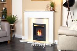 Adam Alora Crystal White Marble Fireplace with Colorado Black Bio Ethanol Fir