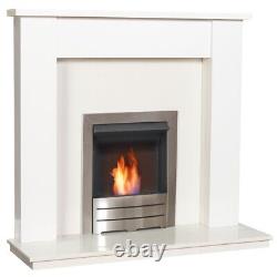 Adam Buxton Pure White & White Marble Fireplace with Colorado Bio Ethanol Fir