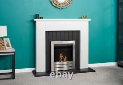 Adam Chessington Fireplace in Pure White & Black with Colorado Bio Ethanol Fi
