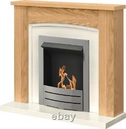 Adam Chilton Fireplace Suite in Oak with Colorado Bio Ethanol Fire in Brushed