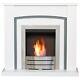 Adam Chilton Fireplace In Pure White & Grey With Colorado Bio Ethanol Fire In