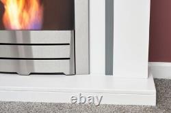 Adam Chilton Fireplace in Pure White & Grey with Colorado Bio Ethanol Fire in