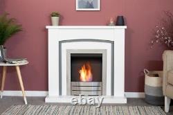 Adam Chilton Fireplace in Pure White & Grey with Colorado Bio Ethanol Fire in