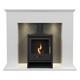 Adam Corinth Stove Fireplace In Pure White & Grey With Downlights & Oko S1 Bi