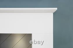 Adam Corinth Stove Fireplace in Pure White & Grey with Downlights & OKO S2 Bi