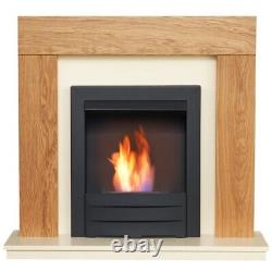 Adam Dakota Fireplace Suite in Oak with Colorado Bio Ethanol Fire in Black, 3