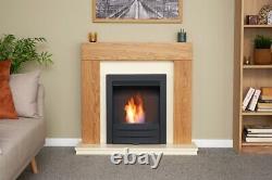 Adam Dakota Fireplace Suite in Oak with Colorado Bio Ethanol Fire in Black, 3