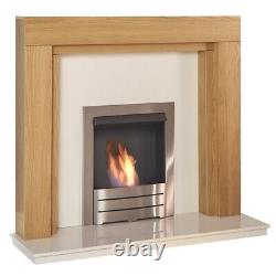 Adam Fenwick in Oak & White Marble With Downlights & Colorado Bio Ethanol Fir