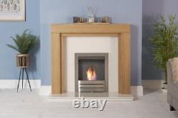 Adam Fenwick in Oak & White Marble With Downlights & Colorado Bio Ethanol Fir