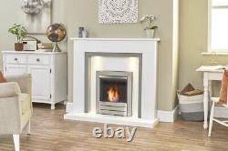 Adam Genoa Fireplace in Pure White & Grey with Downlights & Colorado Bio Etha