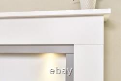 Adam Genoa Fireplace in Pure White & Grey with Downlights & Colorado Bio Etha