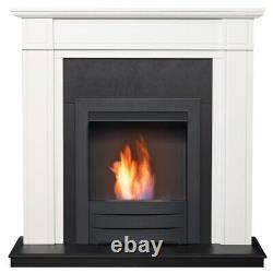 Adam Georgian Fireplace in Pure White & Black with Colorado Bio Ethanol Fire