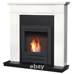Adam Georgian Fireplace in Pure White & Black with Colorado Bio Ethanol Fire