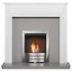Adam Honley Fireplace In Pure White & Sparkly Grey Marble With Bio Ethanol Fi