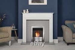 Adam Honley Fireplace in Pure White & Sparkly Grey Marble with Bio Ethanol Fi