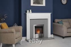 Adam Honley Fireplace in Pure White & Sparkly Grey Marble with Bio Ethanol Fi