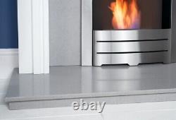 Adam Honley Fireplace in Pure White & Sparkly Grey Marble with Bio Ethanol Fi