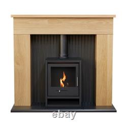 Adam Innsbruck Stove Fireplace in Oak with OKO S1 Bio Ethanol Stove in Charco