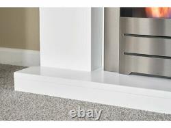 Adam Lomond Fireplace Pure White w Colorado Bio Ethanol Fire Brushed Steel 39 In