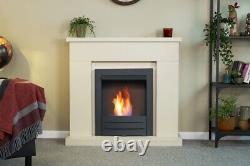 Adam Lomond Fireplace in Stone Effect with Colorado Bio Ethanol Fire in Black
