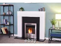 Adam Miami Fireplace Pure White & Black + Colorado Bio Ethanol Fire Brushed Stee