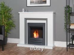 Adam Milan Fireplace in Pure White & Grey with Colorado Bio Ethanol Fire in B