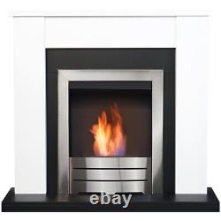 Adam Solus Fireplace in Black & White with Colorado Bio Ethanol Fire in Brush