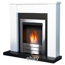 Adam Solus Fireplace in Black & White with Colorado Bio Ethanol Fire in Brush