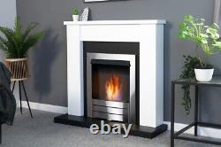 Adam Solus Fireplace in Black & White with Colorado Bio Ethanol Fire in Brush