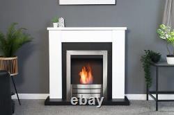 Adam Solus Fireplace in Black & White with Colorado Bio Ethanol Fire in Brush