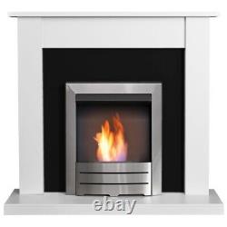 Adam Sutton Fireplace in Pure White & Black with Colorado Bio Ethanol Fire in