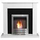Adam Sutton Fireplace In Pure White & Black With Colorado Bio Ethanol Fire In