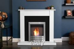 Adam Sutton Fireplace in Pure White & Black with Colorado Bio Ethanol Fire in