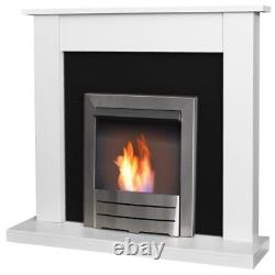 Adam Sutton Fireplace in Pure White & Black with Colorado Bio Ethanol Fire in