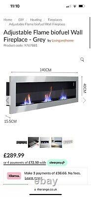 Adjustable Flame Biofuel Wall Fireplace Grey