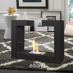 Adjustable Flames Stainless Steel Bio Ethanol Fireplace Glass Panel Space Heater