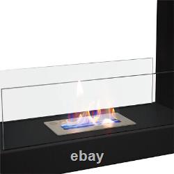Adjustable Flames Stainless Steel Bio Ethanol Fireplace Glass Panel Space Heater