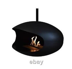 Aeris Cocoon Hanging Fireplace With Matte Black Pole