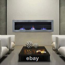Anthracite Bio Ethanol Inset/Wall Mounted Fireplace Bio fire Toughened Glass