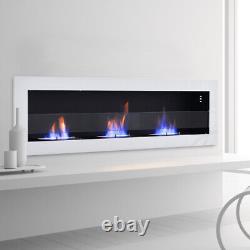 Anthracite Bio Ethanol Inset Wall Mounted Fireplace Bio fire Toughened Glass