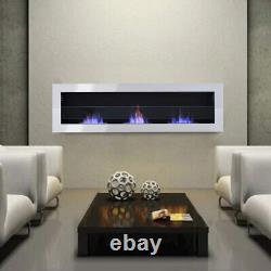 Anthracite Bio Ethanol Inset Wall Mounted Fireplace Bio fire Toughened Glass