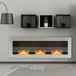 Anthracite Bio Ethanol Inset Wall Mounted Fireplace Bio fire Toughened Glass