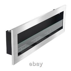 Anthracite Bio Ethanol Inset Wall Mounted Fireplace Bio fire Toughened Glass