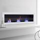 Anthracite Bio Ethanol Inset/wall Mounted Fireplace Bio Fire Toughened Glass Uk